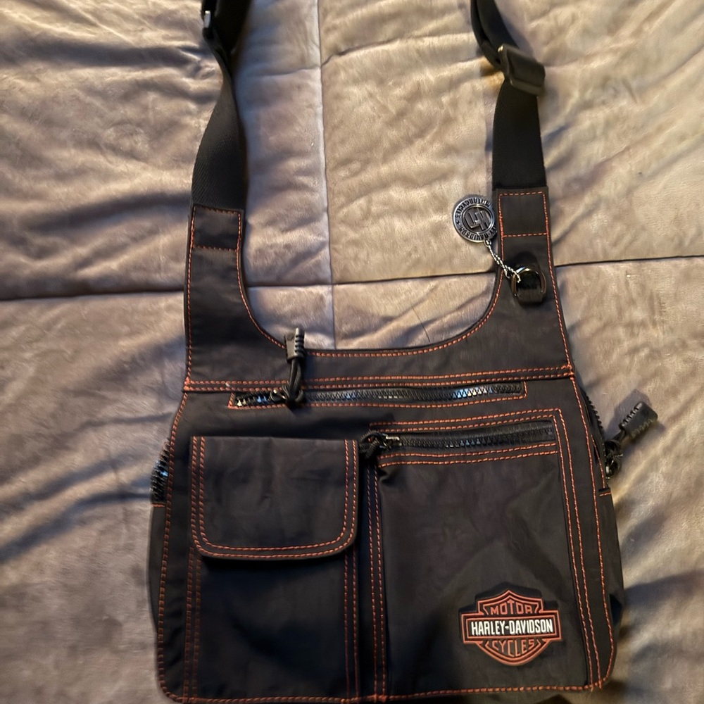 Harley-Davidson Black and Orange handbag canvas